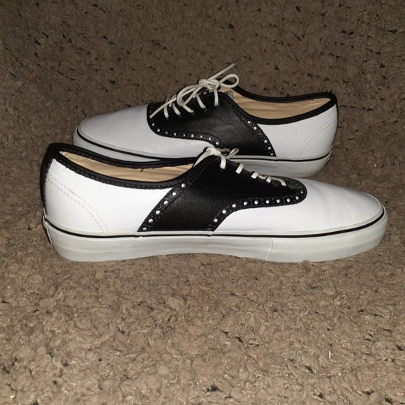 VANS VAULT-SPECTATOR LX-Black/White Leather-VN0KXNBA2-RARE/SKATE-SZ 9-Near Mint main image 4